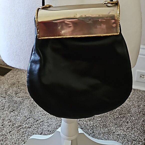 Copa Collection's vintage one of a kind crossbody black and brass handbag. - Picture 4 of 12